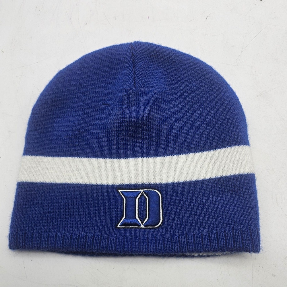 Duke Blue Devils Hat Beanie Mens One Size‎ Blue White Knit NCAA Basketball Twins
